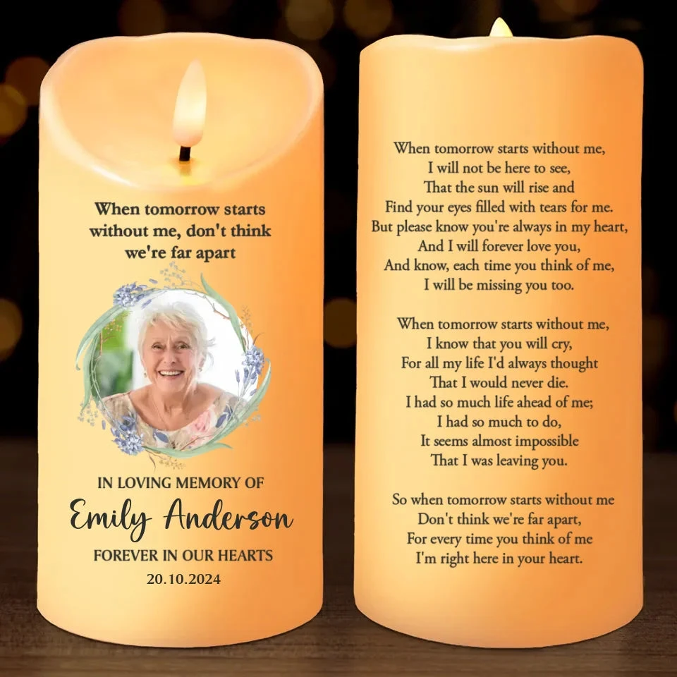 Custom Photo Thank You For The Memories - Memorial Personalized Custom LED Candle - Sympathy Gift, Christmas Gift For Family Members 2 Custom Photo Thank You For The Memories - Memorial Personalized Custom LED Candle - Sympathy Gift, Christmas Gift For Family Members - Image 2