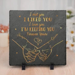 From Our First Kiss Till Our Last Breath - Couple Personalized Custom Square Shaped Stone With Stand - Christmas Gift For Husband Wife, Anniversary, First Christmas
