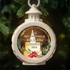 Merry And Married Our First Christmas As Mr And Mrs - Couple Candlelight Lantern Ornament - Christmas Gift For Husband Wife, Anniversary, First Christmas -Pawfect House Store 67244a5e37d28