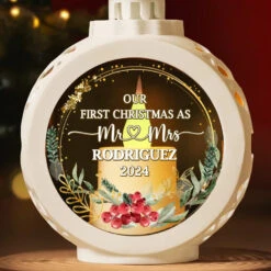 Merry And Married Our First Christmas As Mr And Mrs - Couple Candlelight Lantern Ornament - Christmas Gift For Husband Wife, Anniversary, First Christmas -Pawfect House Store 67244aa218c95