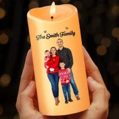 Custom Photo The True Spirit Of Christmas Is Love - Family Personalized Custom LED Candle - Christmas Gift For Family Members -Pawfect House Store 67244d357762a