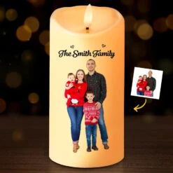 Custom Photo The True Spirit Of Christmas Is Love - Family Personalized Custom LED Candle - Christmas Gift For Family Members