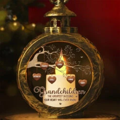 Grandkids Make Life More Grand - Family Personalized Custom Candlelight Lantern Ornament - Christmas Gift For Grandma, Grandpa, Grandkid