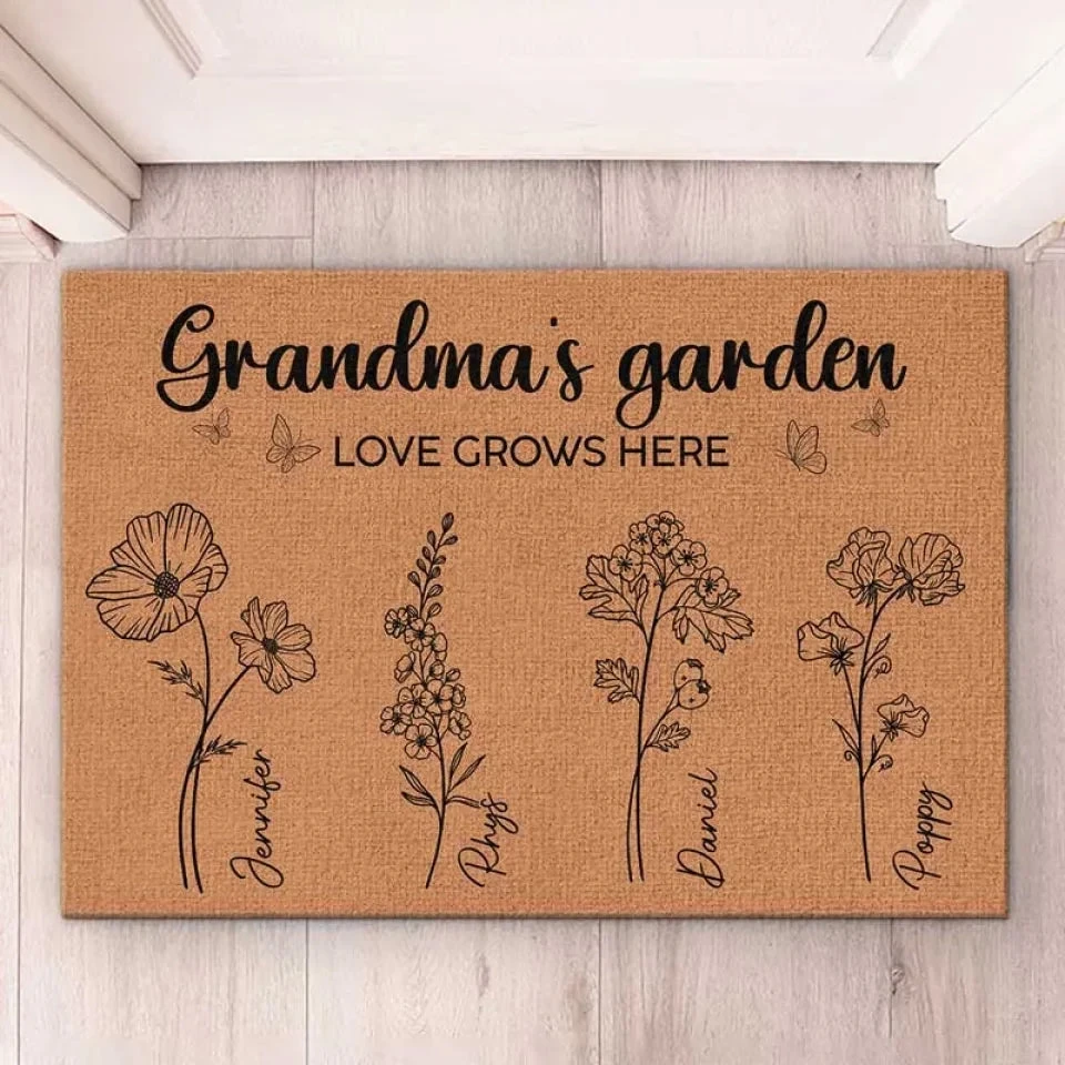 Grandma's Favorite Garden - Family Personalized Custom Home Decor Decorative Mat - Christmas Gift For Grandma, Grandkid 1 Grandma's Favorite Garden - Family Personalized Custom Home Decor Decorative Mat - Christmas Gift For Grandma, Grandkid