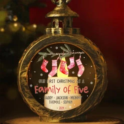 Wrapped In Love And Holiday Cheer - Family Personalized Custom Candlelight Lantern Ornament - Christmas Gift For Family Members, First Christmas