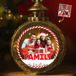 Custom Photo Family Is The Heart Of Christmas - Family Personalized Custom Candlelight Lantern Ornament - Christmas Gift For Family Members, Siblings, Brothers, Sisters