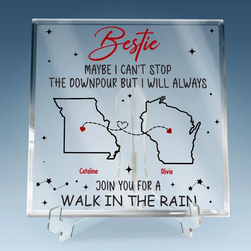 Miles Apart, But Forever Connected - Bestie Personalized Custom Square Shaped Acrylic Plaque - Gift For Best Friends, BFF, Sisters 3 Miles Apart, But Forever Connected - Bestie Personalized Custom Square Shaped Acrylic Plaque - Gift For Best Friends, BFF, Sisters - Image 3
