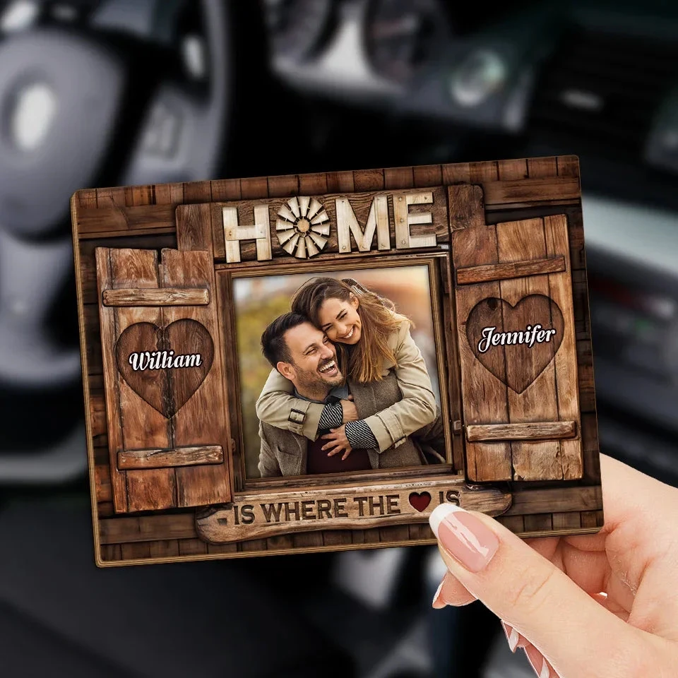 Custom Photo Home Is Where The Love Is - Couple Personalized Custom Car Visor Clip - Christmas Gift For Husband Wife, Anniversary 3 Custom Photo Home Is Where The Love Is - Couple Personalized Custom Car Visor Clip - Christmas Gift For Husband Wife, Anniversary - Image 3