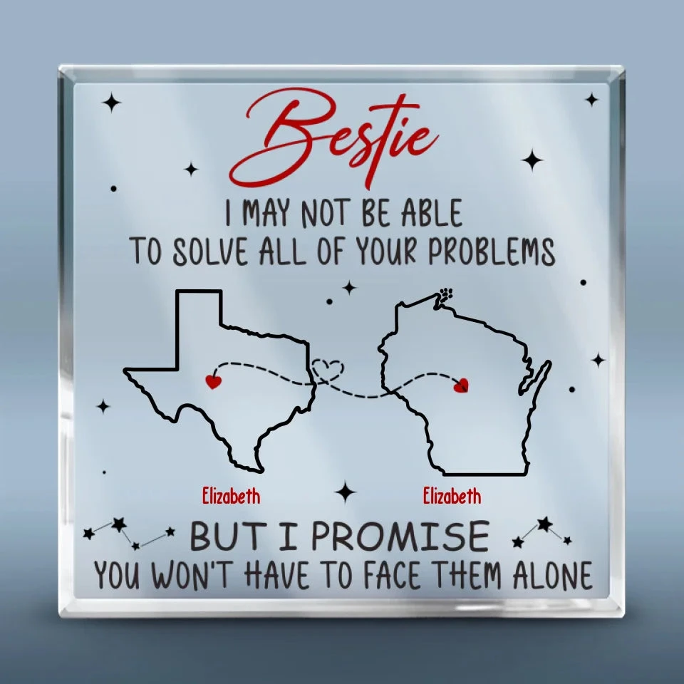 Miles Apart, But Forever Connected - Bestie Personalized Custom Square Shaped Acrylic Plaque - Gift For Best Friends, BFF, Sisters 2 Miles Apart, But Forever Connected - Bestie Personalized Custom Square Shaped Acrylic Plaque - Gift For Best Friends, BFF, Sisters - Image 2