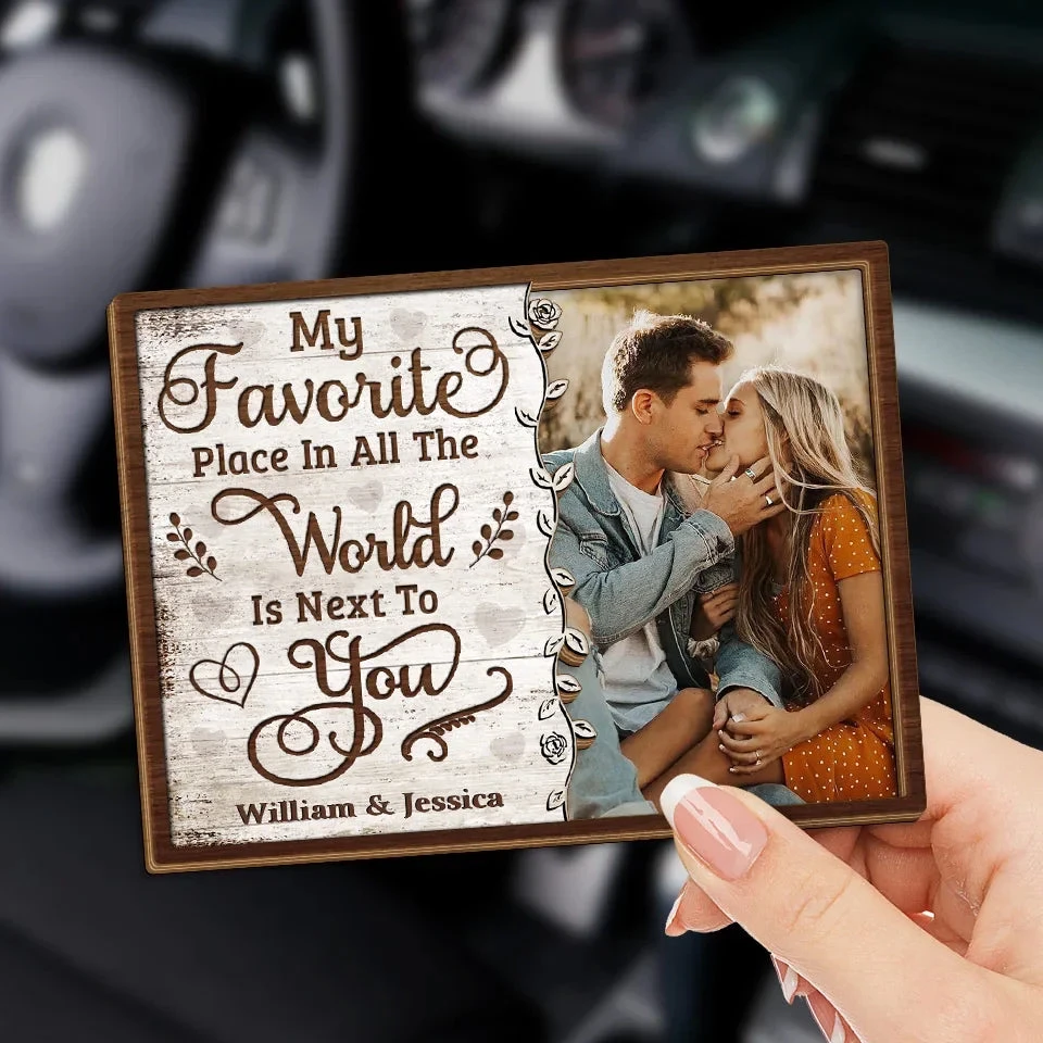 Custom Photo My Favorite Place To Be Is By Your Side - Couple Personalized Custom Car Visor Clip - Christmas Gift For Husband Wife, Anniversary 3 Custom Photo My Favorite Place To Be Is By Your Side - Couple Personalized Custom Car Visor Clip - Christmas Gift For Husband Wife, Anniversary - Image 3