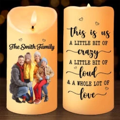 Custom Photo Forever Grateful For These Family Moments - Family Personalized Custom LED Candle - Christmas Gift For Family Members
