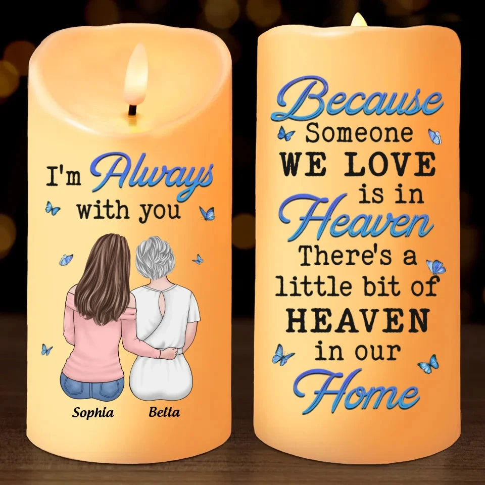 Though Someone We Love Is In Heaven, Their Spirit Fills Our Home With Love - Memorial Personalized Custom LED Candle - Sympathy Gift, Christmas Gift For Family Members 2 Though Someone We Love Is In Heaven, Their Spirit Fills Our Home With Love - Memorial Personalized Custom LED Candle - Sympathy Gift, Christmas Gift For Family Members - Image 2