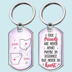 True Friends Keep Each Other In Heart - Bestie Personalized Custom Keychain - Gift For Best Friends, BFF, Sisters