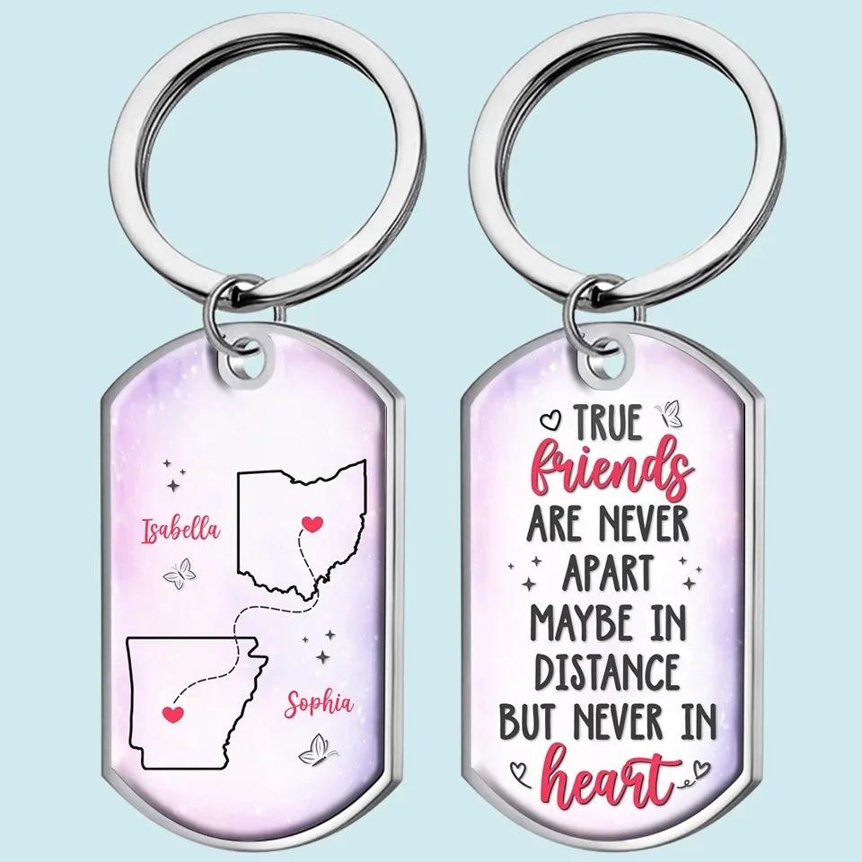 True Friends Keep Each Other In Heart - Bestie Personalized Custom Keychain - Gift For Best Friends, BFF, Sisters 1 True Friends Keep Each Other In Heart - Bestie Personalized Custom Keychain - Gift For Best Friends, BFF, Sisters