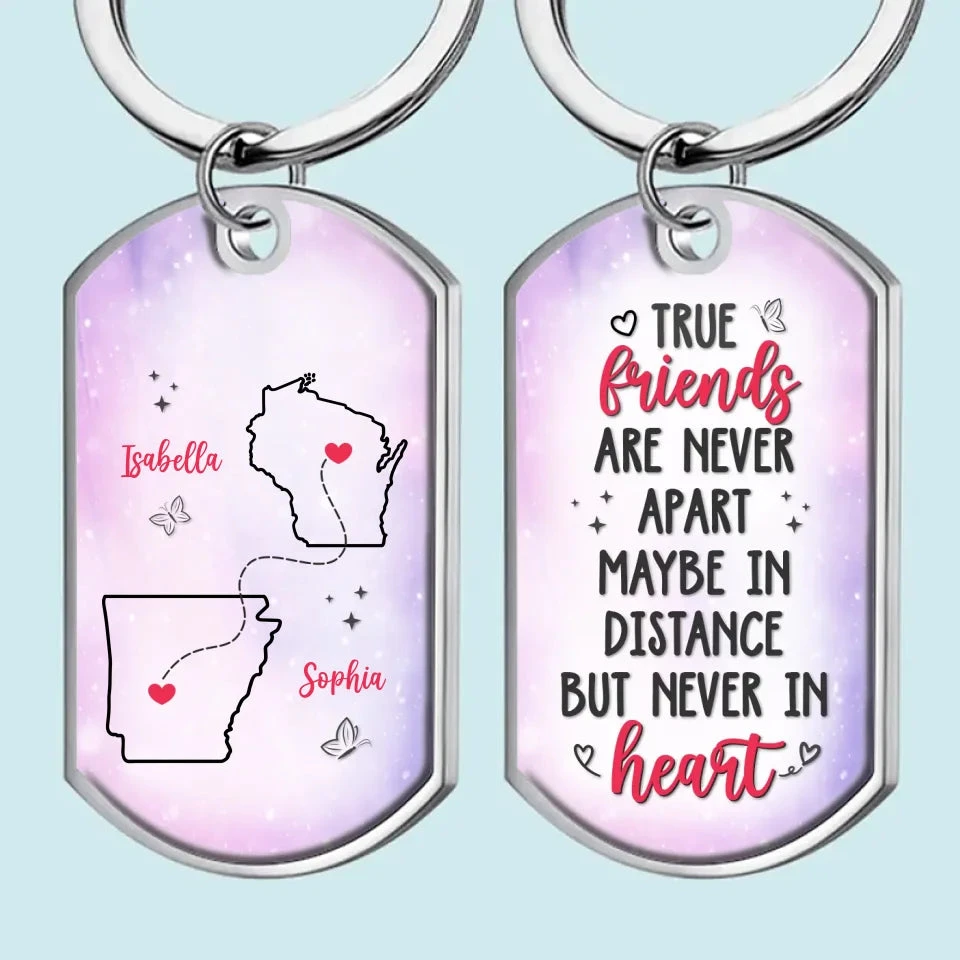True Friends Keep Each Other In Heart - Bestie Personalized Custom Keychain - Gift For Best Friends, BFF, Sisters 2 True Friends Keep Each Other In Heart - Bestie Personalized Custom Keychain - Gift For Best Friends, BFF, Sisters - Image 2