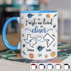 I Wish We Lived Next Door - Bestie Personalized Custom 3D Inflated Effect Printed Accent Mug - Gift For Best Friends, BFF, Sisters