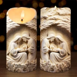 The Nativity Scene Is A Story Of Hope, Love, And Redemption - Family Personalized Custom LED Candle - Christmas Gift For Family Members