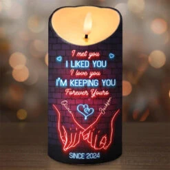 One Touch, Infinite Feelings - Couple Personalized Custom LED Candle - Christmas Gift For Husband Wife, Anniversary