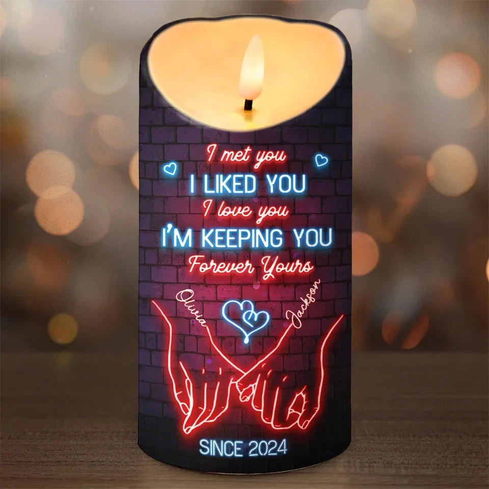 One Touch, Infinite Feelings - Couple Personalized Custom LED Candle - Christmas Gift For Husband Wife, Anniversary 1 One Touch, Infinite Feelings - Couple Personalized Custom LED Candle - Christmas Gift For Husband Wife, Anniversary