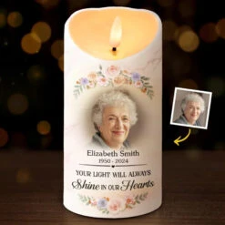 Custom Photo You Brought Joy To All Who Knew You - Memorial Personalized Custom LED Candle - New Arrival, Sympathy Gift, Christmas Gift For Family Members AMZ