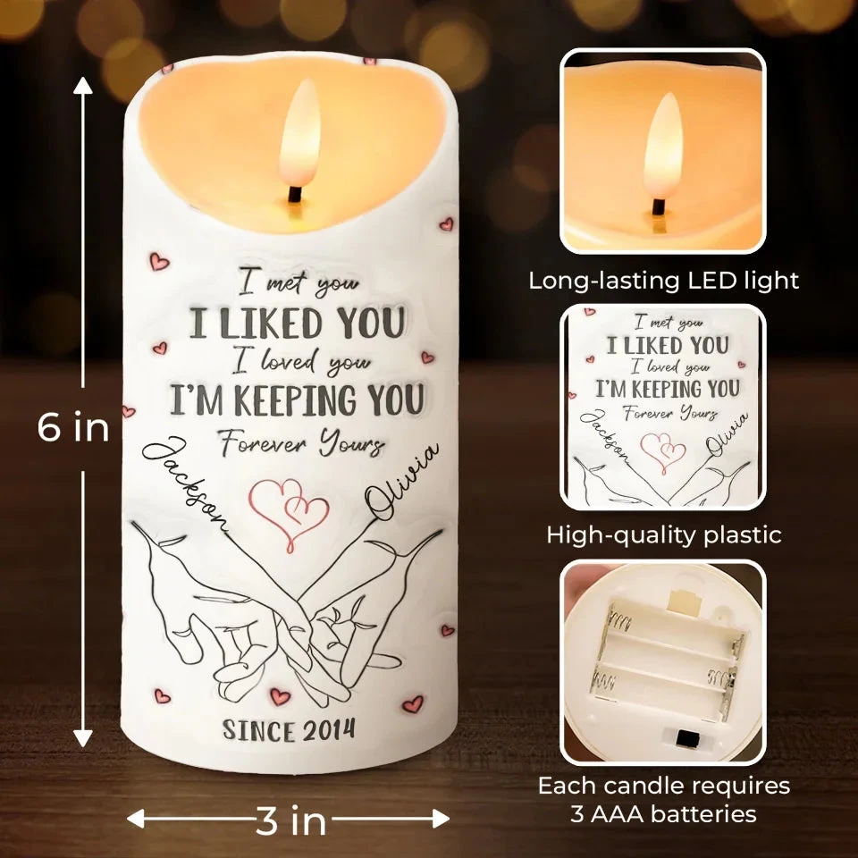 I Promise To Hold You Close, Now And Forever - Couple Personalized Custom 3D Inflated Effect Printed LED Candle - Christmas Gift For Husband Wife, Anniversary 4 I Promise To Hold You Close, Now And Forever - Couple Personalized Custom 3D Inflated Effect Printed LED Candle - Christmas Gift For Husband Wife, Anniversary - Image 4