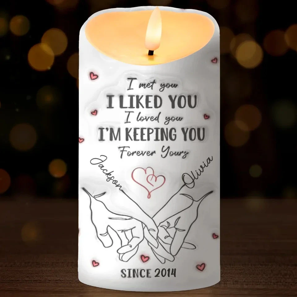 I Promise To Hold You Close, Now And Forever - Couple Personalized Custom 3D Inflated Effect Printed LED Candle - Christmas Gift For Husband Wife, Anniversary 2 I Promise To Hold You Close, Now And Forever - Couple Personalized Custom 3D Inflated Effect Printed LED Candle - Christmas Gift For Husband Wife, Anniversary - Image 2
