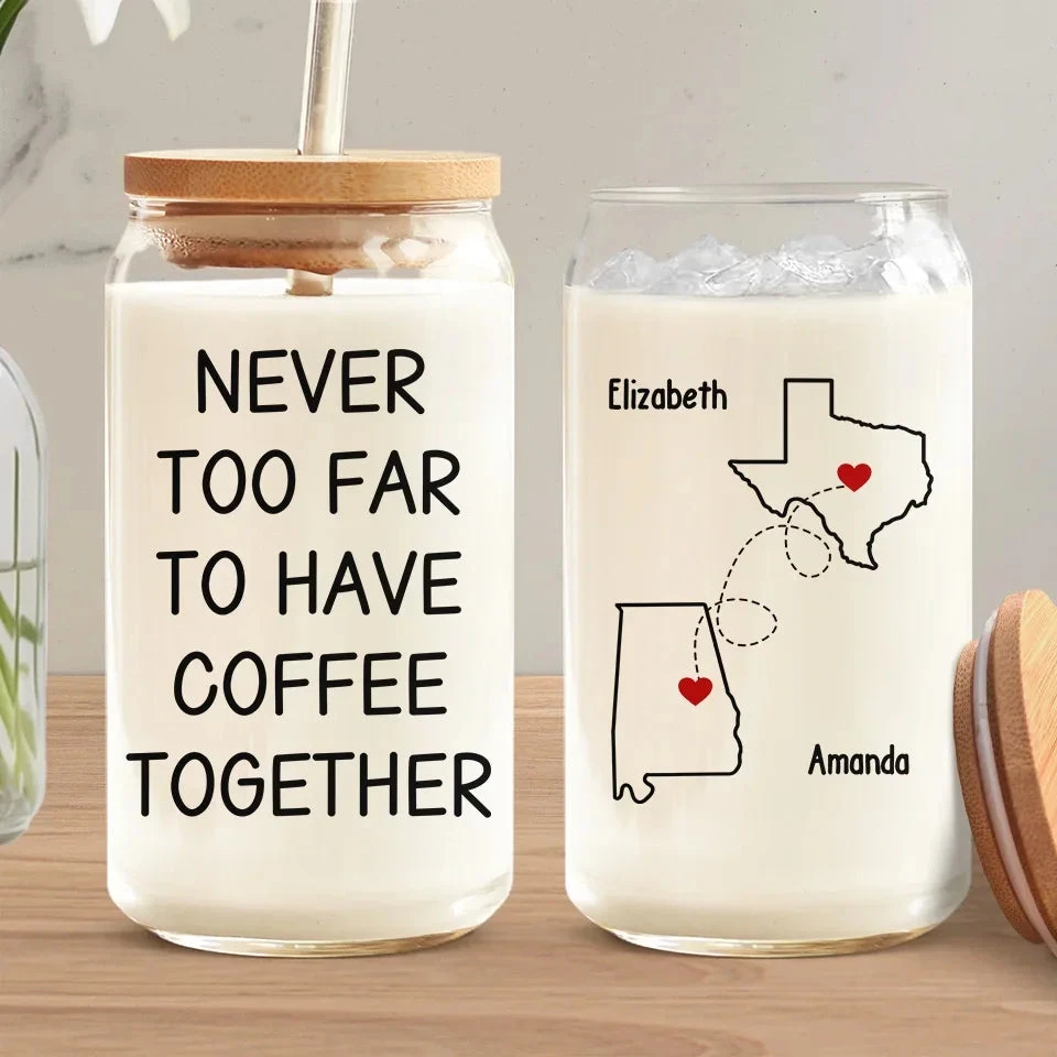 Let It Snow - Bestie Personalized Custom Glass Cup, Iced Coffee Cup - Christmas Gift For Best Friends, BFF, Sisters 1 Let It Snow - Bestie Personalized Custom Glass Cup, Iced Coffee Cup - Christmas Gift For Best Friends, BFF, Sisters