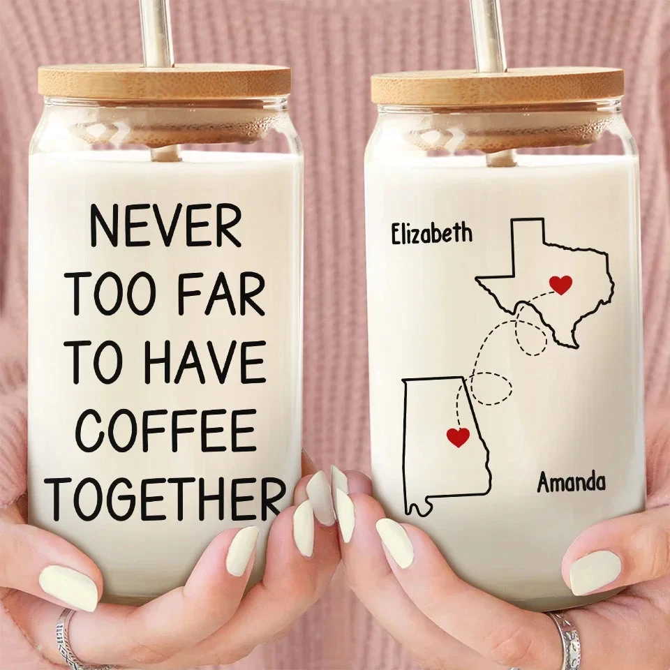 Let It Snow - Bestie Personalized Custom Glass Cup, Iced Coffee Cup - Christmas Gift For Best Friends, BFF, Sisters 3 Let It Snow - Bestie Personalized Custom Glass Cup, Iced Coffee Cup - Christmas Gift For Best Friends, BFF, Sisters - Image 3