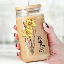 Like A Rose, You Brighten My Day - Bestie Personalized Custom Glass Cup, Iced Coffee Cup - Christmas Gift For Best Friends, BFF, Sisters