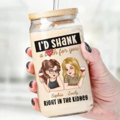 Laughing With You Is My Favorite Thing - Bestie Personalized Custom Glass Cup, Iced Coffee Cup - Christmas Gift For Best Friends, BFF, Sisters