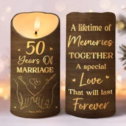 Fingers Entwined, Hearts Aligned - Couple Personalized Custom LED Candle - Christmas Gift For Husband Wife, Anniversary