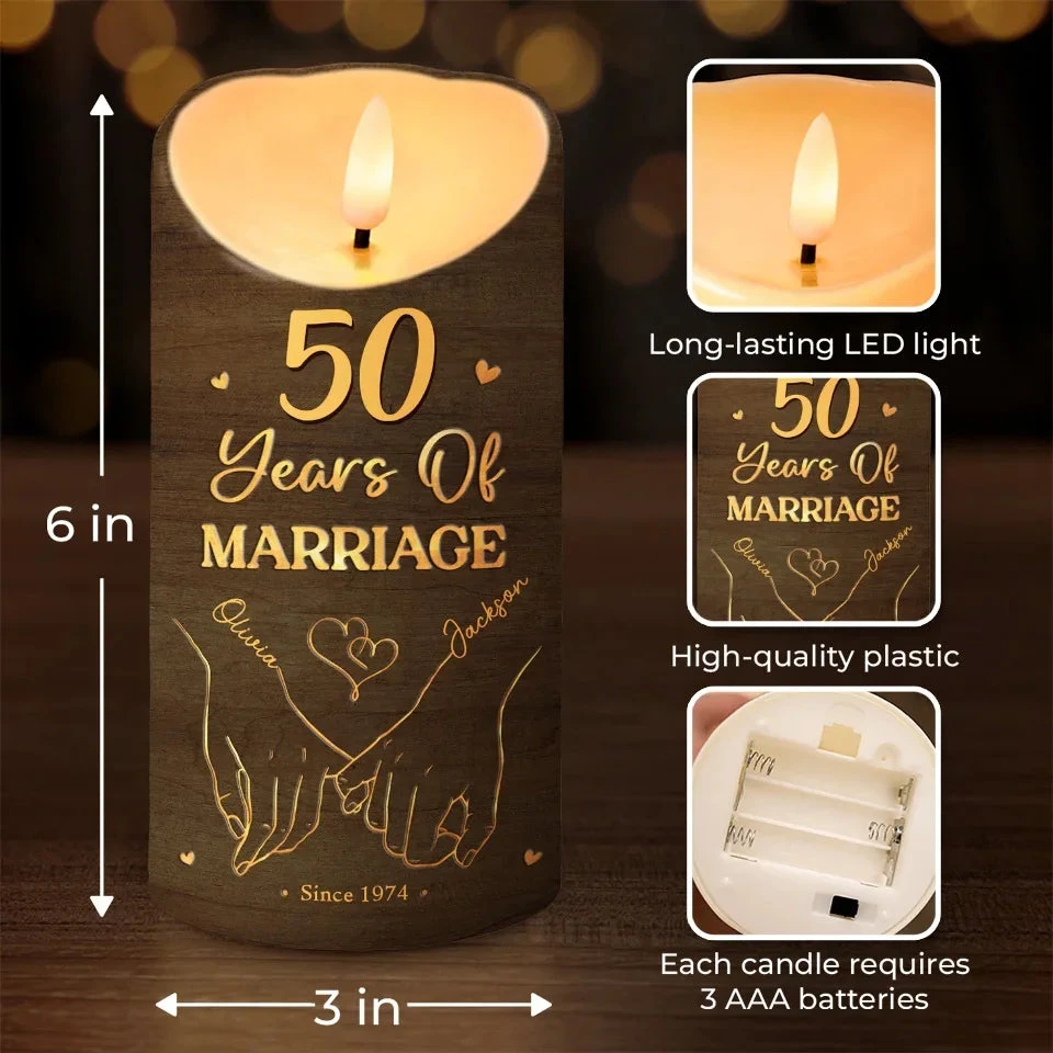 Fingers Entwined, Hearts Aligned - Couple Personalized Custom LED Candle - Christmas Gift For Husband Wife, Anniversary 4 Fingers Entwined, Hearts Aligned - Couple Personalized Custom LED Candle - Christmas Gift For Husband Wife, Anniversary - Image 4
