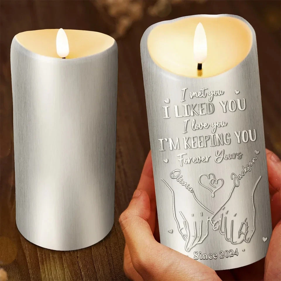 I Don't Need A Perfect Life, Just Your Hand In Mine - Couple Personalized Custom LED Candle - Christmas Gift For Husband Wife, Anniversary 3 I Don't Need A Perfect Life, Just Your Hand In Mine - Couple Personalized Custom LED Candle - Christmas Gift For Husband Wife, Anniversary - Image 3