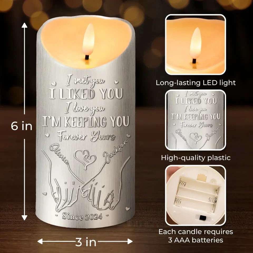 I Don't Need A Perfect Life, Just Your Hand In Mine - Couple Personalized Custom LED Candle - Christmas Gift For Husband Wife, Anniversary 4 I Don't Need A Perfect Life, Just Your Hand In Mine - Couple Personalized Custom LED Candle - Christmas Gift For Husband Wife, Anniversary - Image 4