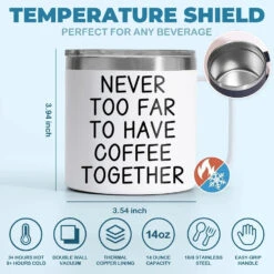 Never Too Far To Have Tea Together - Bestie Personalized Custom 14oz Stainless Steel Tumbler With Handle - Gift For Best Friends, BFF, Sisters 12 Never Too Far To Have Tea Together - Bestie Personalized Custom 14oz Stainless Steel Tumbler With Handle - Gift For Best Friends, BFF, Sisters -Pawfect House Store 673c54a5d5514