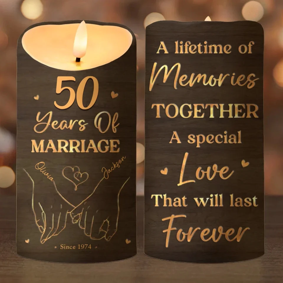 Fingers Entwined, Hearts Aligned - Couple Personalized Custom LED Candle - Christmas Gift For Husband Wife, Anniversary 2 Fingers Entwined, Hearts Aligned - Couple Personalized Custom LED Candle - Christmas Gift For Husband Wife, Anniversary - Image 2