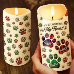 You Left Paw Prints On My Heart - Memorial Personalized Custom LED Candle - Sympathy Gift, Christmas Gift For Pet Owners, Pet Lovers -Pawfect House Store 673dc387c4e75
