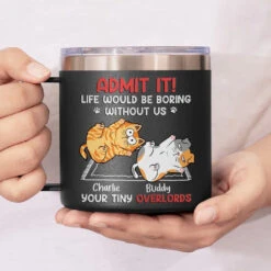 Keep Calm And Rub The Belly - Dog & Cat Personalized Custom 14oz Stainless Steel Tumbler With Handle - Christmas Gift For Pet Owners, Pet Lovers -Pawfect House Store 673eb5a56f700