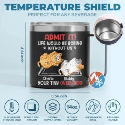 Keep Calm And Rub The Belly - Dog & Cat Personalized Custom 14oz Stainless Steel Tumbler With Handle - Christmas Gift For Pet Owners, Pet Lovers -Pawfect House Store 673eb5aa050e0