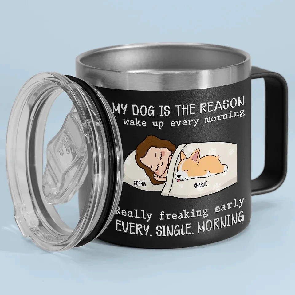 My Pets Are The Reason I Wake Up Every Morning - Dog & Cat Personalized Custom 14oz Stainless Steel Tumbler With Handle - Christmas Gift For Pet Owners, Pet Lovers 3 My Pets Are The Reason I Wake Up Every Morning - Dog & Cat Personalized Custom 14oz Stainless Steel Tumbler With Handle - Christmas Gift For Pet Owners, Pet Lovers - Image 3