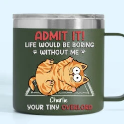 Keep Calm And Rub The Belly - Dog & Cat Personalized Custom 14oz Stainless Steel Tumbler With Handle - Christmas Gift For Pet Owners, Pet Lovers -Pawfect House Store 673ebe8cb363d