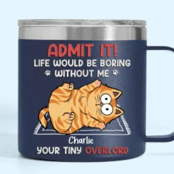 Keep Calm And Rub The Belly - Dog & Cat Personalized Custom 14oz Stainless Steel Tumbler With Handle - Christmas Gift For Pet Owners, Pet Lovers -Pawfect House Store 673ebe8ee9f8a