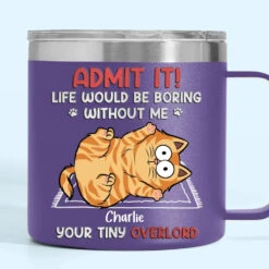 Keep Calm And Rub The Belly - Dog & Cat Personalized Custom 14oz Stainless Steel Tumbler With Handle - Christmas Gift For Pet Owners, Pet Lovers -Pawfect House Store 673ebe918a160