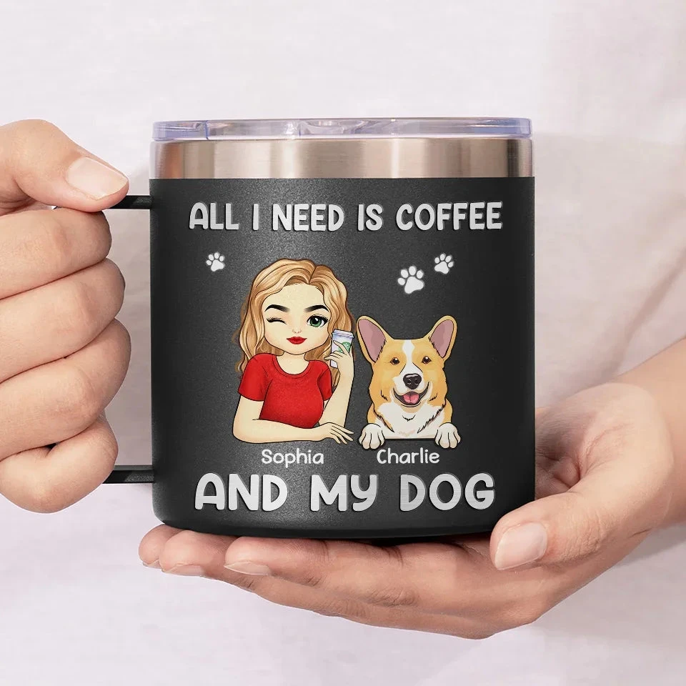 All I Need Is Coffee And My Fur Babies - Dog & Cat Personalized Custom 14oz Stainless Steel Tumbler With Handle - Christmas Gift For Pet Owners, Pet Lovers 4 All I Need Is Coffee And My Fur Babies - Dog & Cat Personalized Custom 14oz Stainless Steel Tumbler With Handle - Christmas Gift For Pet Owners, Pet Lovers - Image 4