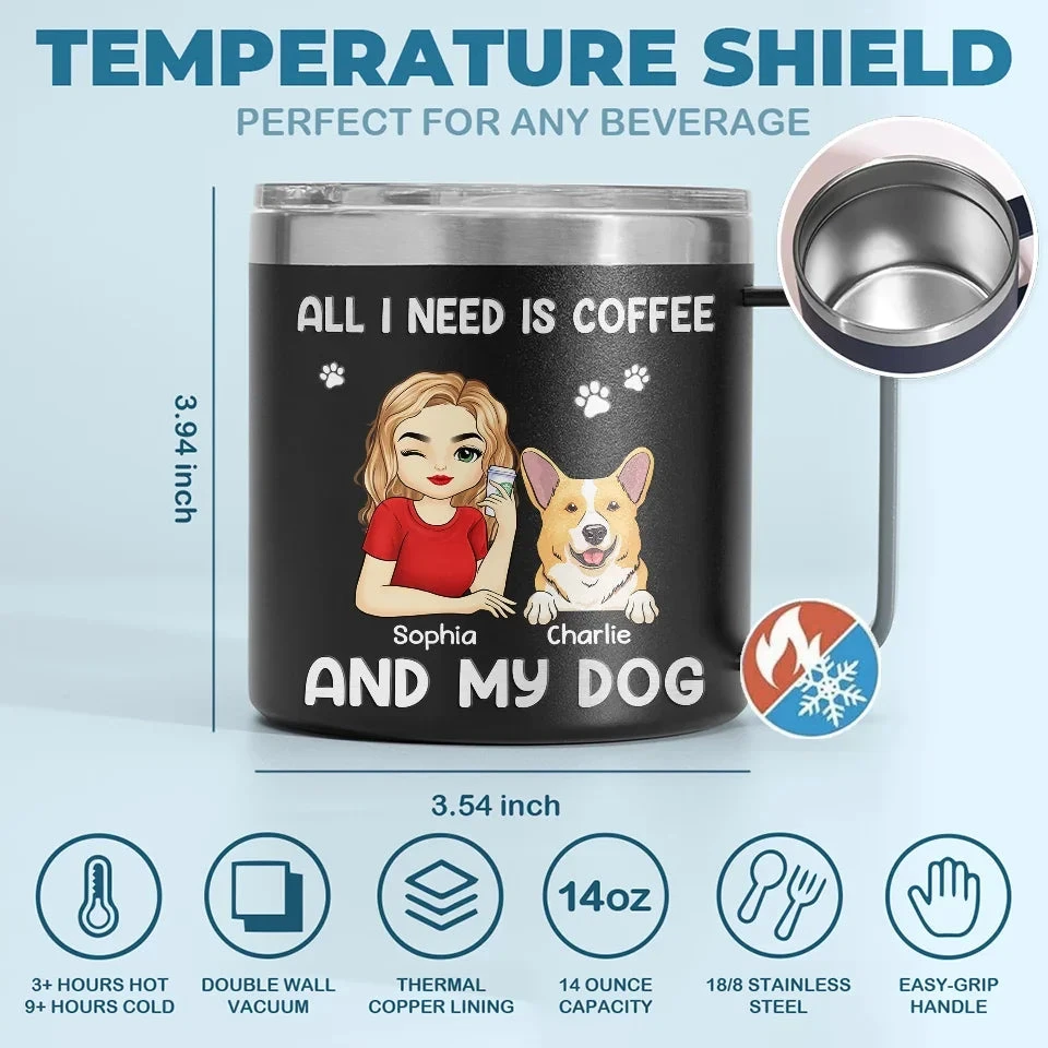 All I Need Is Coffee And My Fur Babies - Dog & Cat Personalized Custom 14oz Stainless Steel Tumbler With Handle - Christmas Gift For Pet Owners, Pet Lovers 5 All I Need Is Coffee And My Fur Babies - Dog & Cat Personalized Custom 14oz Stainless Steel Tumbler With Handle - Christmas Gift For Pet Owners, Pet Lovers - Image 5