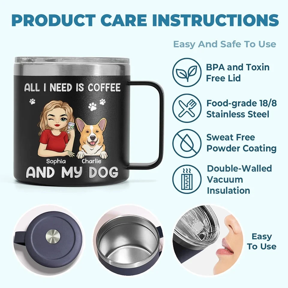 All I Need Is Coffee And My Fur Babies - Dog & Cat Personalized Custom 14oz Stainless Steel Tumbler With Handle - Christmas Gift For Pet Owners, Pet Lovers 6 All I Need Is Coffee And My Fur Babies - Dog & Cat Personalized Custom 14oz Stainless Steel Tumbler With Handle - Christmas Gift For Pet Owners, Pet Lovers - Image 6