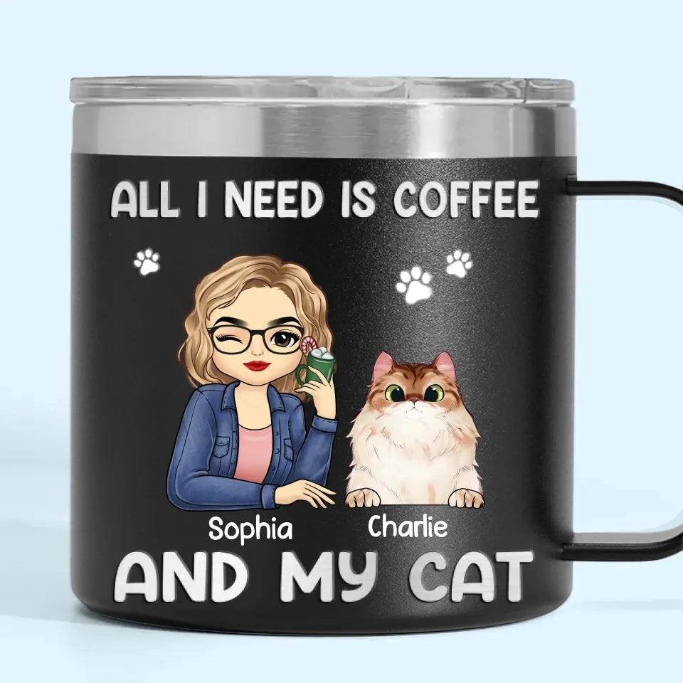 All I Need Is Coffee And My Fur Babies - Dog & Cat Personalized Custom 14oz Stainless Steel Tumbler With Handle - Christmas Gift For Pet Owners, Pet Lovers 2 All I Need Is Coffee And My Fur Babies - Dog & Cat Personalized Custom 14oz Stainless Steel Tumbler With Handle - Christmas Gift For Pet Owners, Pet Lovers - Image 2