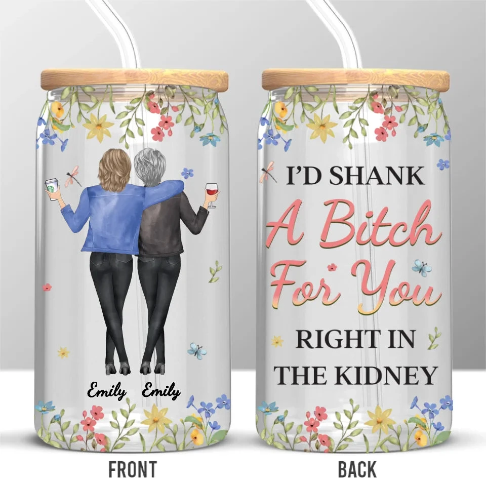 Partners In Crime And Everything Fine - Bestie Personalized Custom Glass Cup, Iced Coffee Cup - Christmas Gift For Best Friends, BFF, Sisters 2 Partners In Crime And Everything Fine - Bestie Personalized Custom Glass Cup, Iced Coffee Cup - Christmas Gift For Best Friends, BFF, Sisters - Image 2