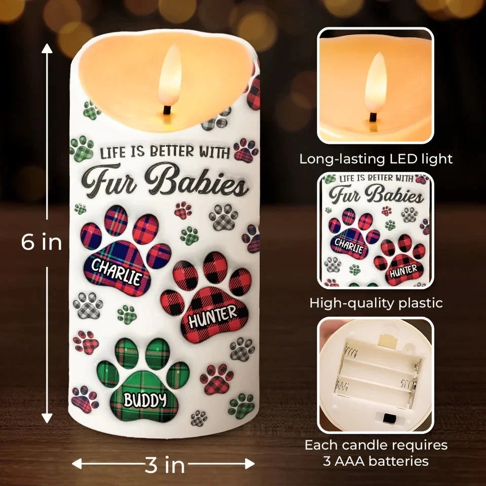 Life’s Better With A Tail - Dog & Cat Personalized Custom 3D Inflated Effect Printed LED Candle - Christmas Gift For Pet Owners, Pet Lovers 4 Life’s Better With A Tail - Dog & Cat Personalized Custom 3D Inflated Effect Printed LED Candle - Christmas Gift For Pet Owners, Pet Lovers - Image 4