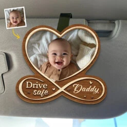 Custom Photo Drive Safe, I Love You - Family Personalized Custom Car Visor Clip - Christmas Gift For Family Members